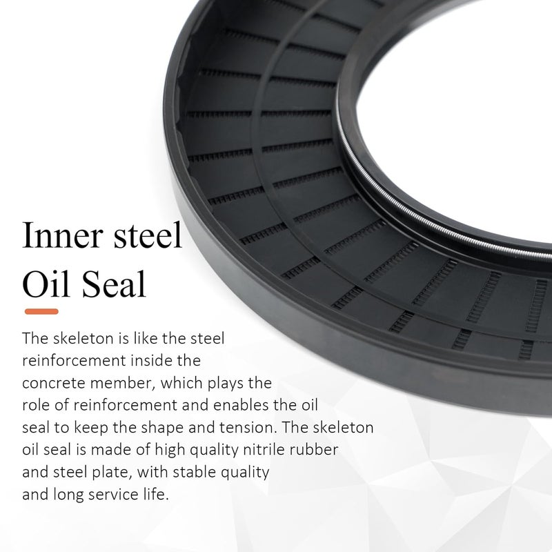 Xike 2PCS Oil Seal, Lip Seals, TC 62mm x 78mm x 10mm, Nitrile Rubber Double Lip Spring-Loaded Oil Shaft Seal, Designed for Bearing Shaft, Black - Image 3